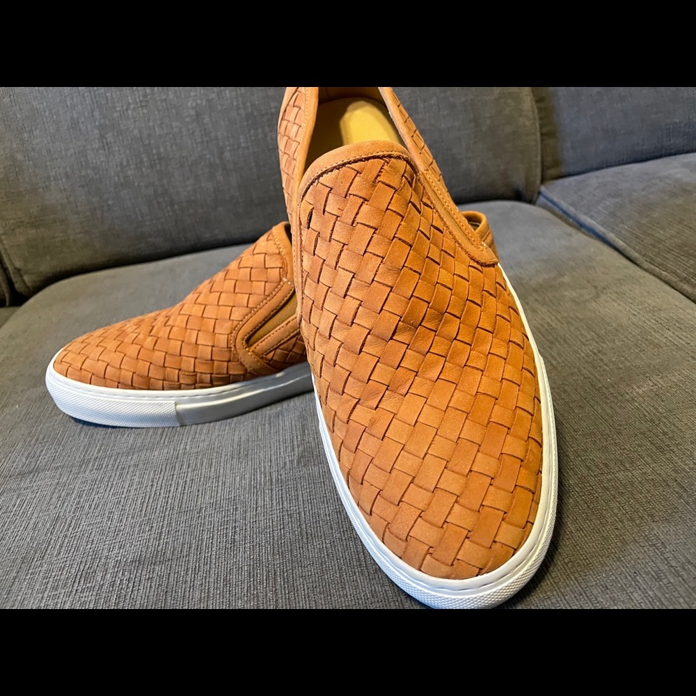 Italian Leather Woven Slip Ons